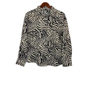 SHEIN Women's Large Animal Print Long Sleeve Button Up Shirt Top
